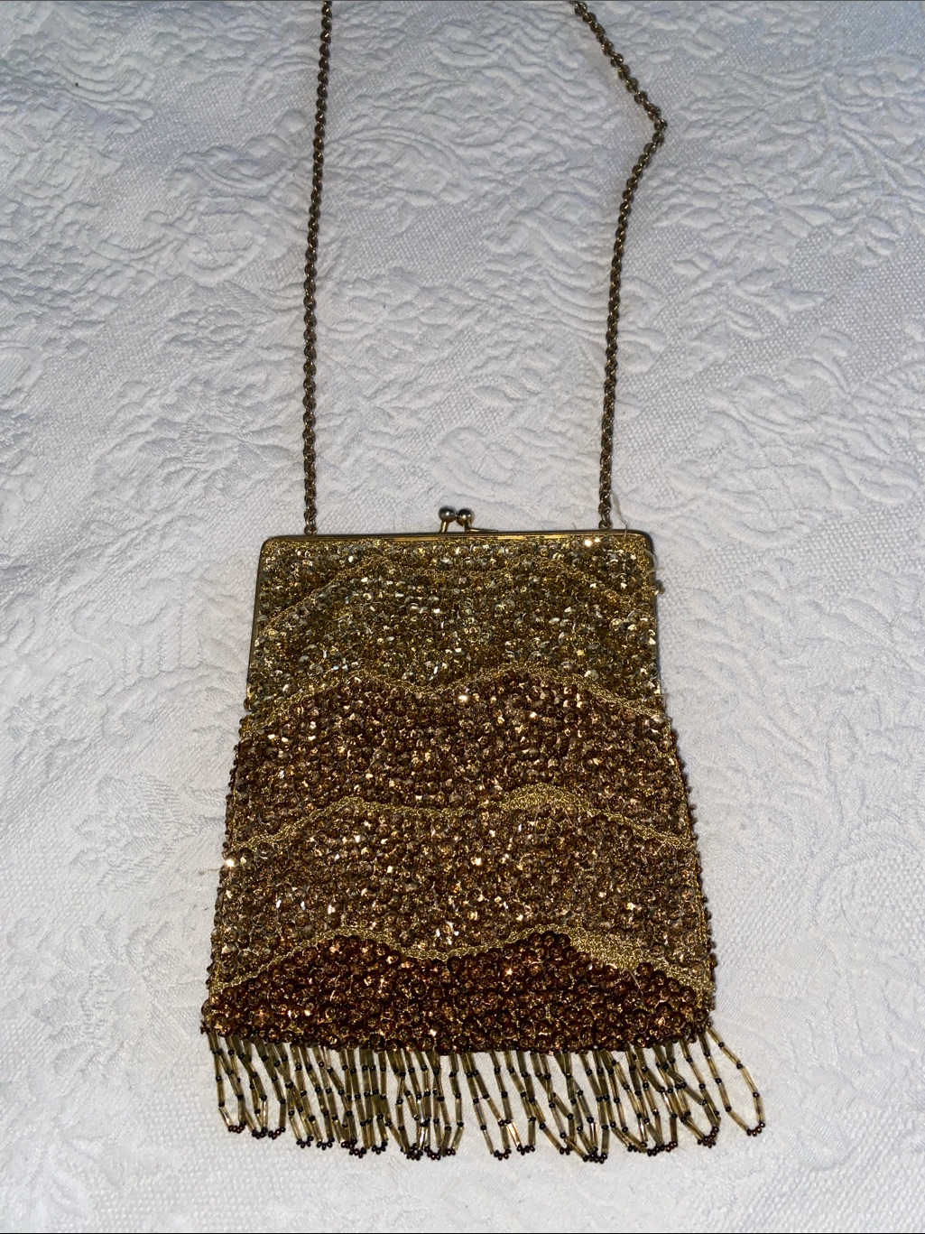 Vintage Rosenfeld Gold Beaded Evening Bag Purse
